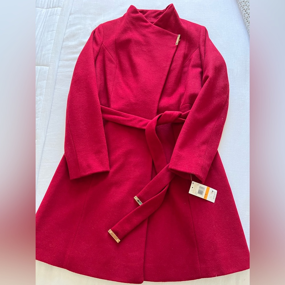 Michael Kors Asymmetrical Belted Wrap Coat